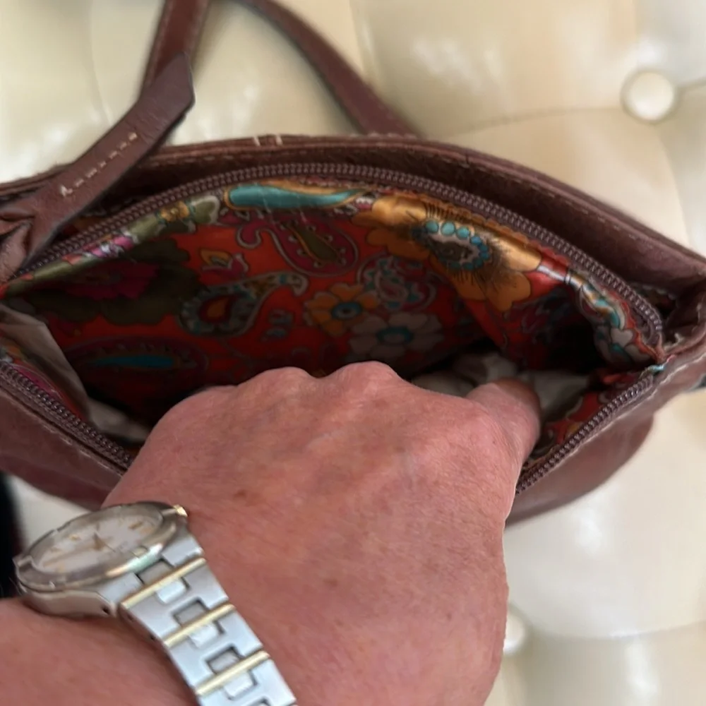 Genuine leather boho shoulder bag, adjustable strap